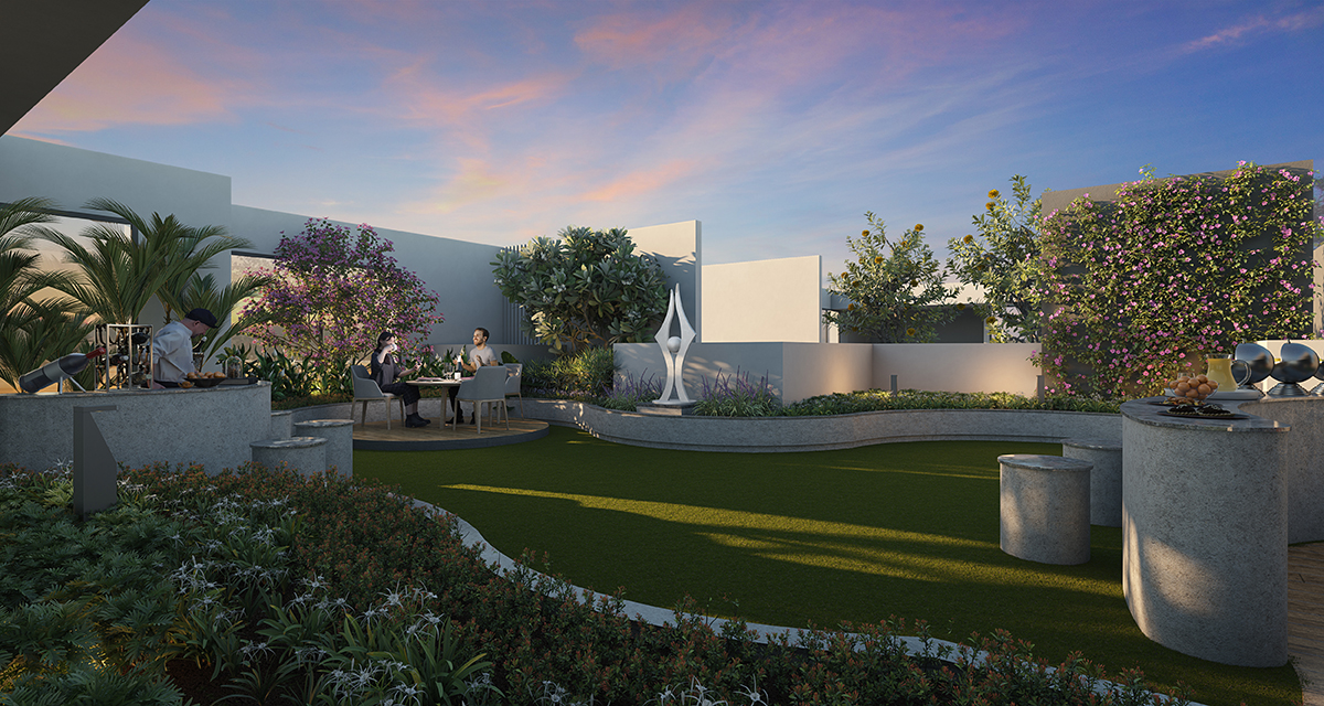 MJ Opera Wakad Amenities - Seating court with pergola